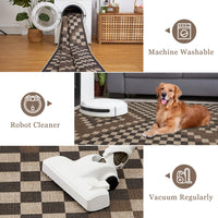 Garvee 6' x 9' Geometric Indoor Outdoor Rug, Washable Easy Jute-Style Linen-Look Reversible Non-Slip Rug for Living Room & Dining Room, Brown