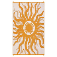 Garvee Outdoor Rug 9x12 Waterproof Patio Rug with Boho Sun Pattern, Reversible, UV-Resistant, Plastic Straw, Lightweight & Portable, Ideal for Deck & Camping