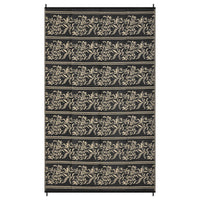Garvee Waterproof Reversible Outdoor Rug - Boho Leaf Design - Large, UV & Mark Resistant, Washable Plastic Patio Mat with 4 Stakes & Storage Bag for RV, Camping, Deck, Balcony, Backyard, 9x18ft, Black Coffee