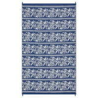 Garvee Waterproof Reversible Outdoor Rug - Boho Leaf Design - Large, UV & Mark Resistant, Collapsible Plastic Area Mat with Stakes & Storage Bag for Patio, RV, Camping, Deck, Balcony, 9x18ft, Navy Blue/White