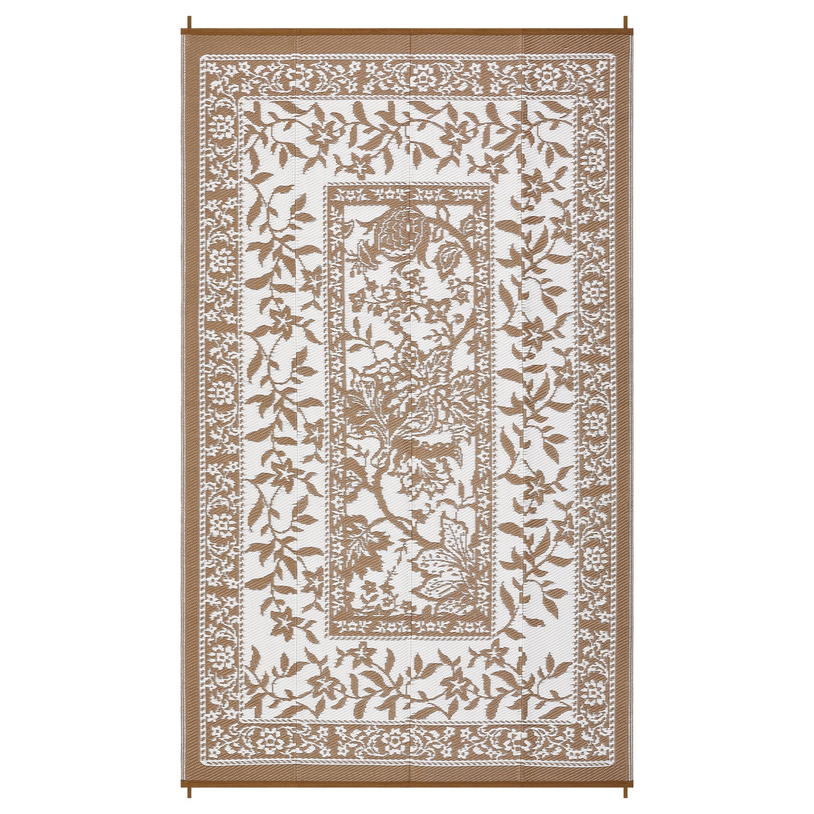 Garvee Reversible Outdoor Rug 9x12ft, Brown/White - Waterproof Plastic Woven Patio Mat, UV Resistant, Easy to Clean, Portable Carpet for Garden, Camping, Backyard