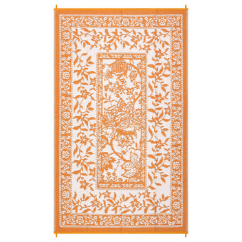 Garvee Reversible Outdoor Rug 8x10ft, Orange/White - Waterproof UV Resistant Plastic Straw Mat, Easy Clean, Portable Patio Carpet for Garden, Backyard, Camping, Beach