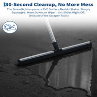 Garvee 8.6' × 22' Garage Floor Mat Waterproof Containment Mat with 1.2" Raised Edge, Heavy Duty 1000D PVC Non-Slip Under Car Mat for Snow Rain Mud, Includes Squeegee & 8 Hook-and-Loop Fasteners, Black