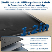 Garvee 8.6' × 22' Garage Floor Mat Waterproof Containment Mat with 1.2" Raised Edge, Heavy Duty 1000D PVC Non-Slip Under Car Mat for Snow Rain Mud, Includes Squeegee & 8 Hook-and-Loop Fasteners, Black