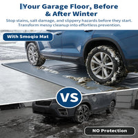 Garvee 8.6' × 22' Garage Floor Mat, Waterproof Containment Mat with 1.2" Raised Edge, Heavy-Duty 1000D PVC Non-Slip Car Mat for Snow, Rain & Mud, Includes Squeegee & Fasteners, Gray
