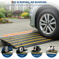 Garvee Heavy Duty Low Profile Rubber Curb Ramp for Driveway, Garage – 33,000 lbs Capacity, 2.6" Rise – Safe Entry for Cars, Trucks, RVs, Wheelchairs – Reflective Strips, 48" Length – Specs: 1.2m 4-layer membrane, 1 piece, New model