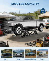Garvee Heavy-Duty Portable Hydraulic Scissor Car Lift – 5000 lbs Capacity, Q235B Carbon Steel, Collapsible, Wheels, Adjustable, 26.8" Max Height – For Cars, SUVs, Light Trucks, Home Garage & Auto Repair – specs: 5000