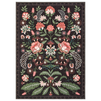 Garvee Washable 9x12 Area Rug Vintage Floral Botanical Rug Non Slip Soft Low Pile Indoor Carpet for Living Room Bedroom