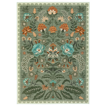 Garvee Vintage Floral Area Rug 5x7 Washable Non-Slip Low Pile Carpet Sage for Living Room Bedroom Nursery Office