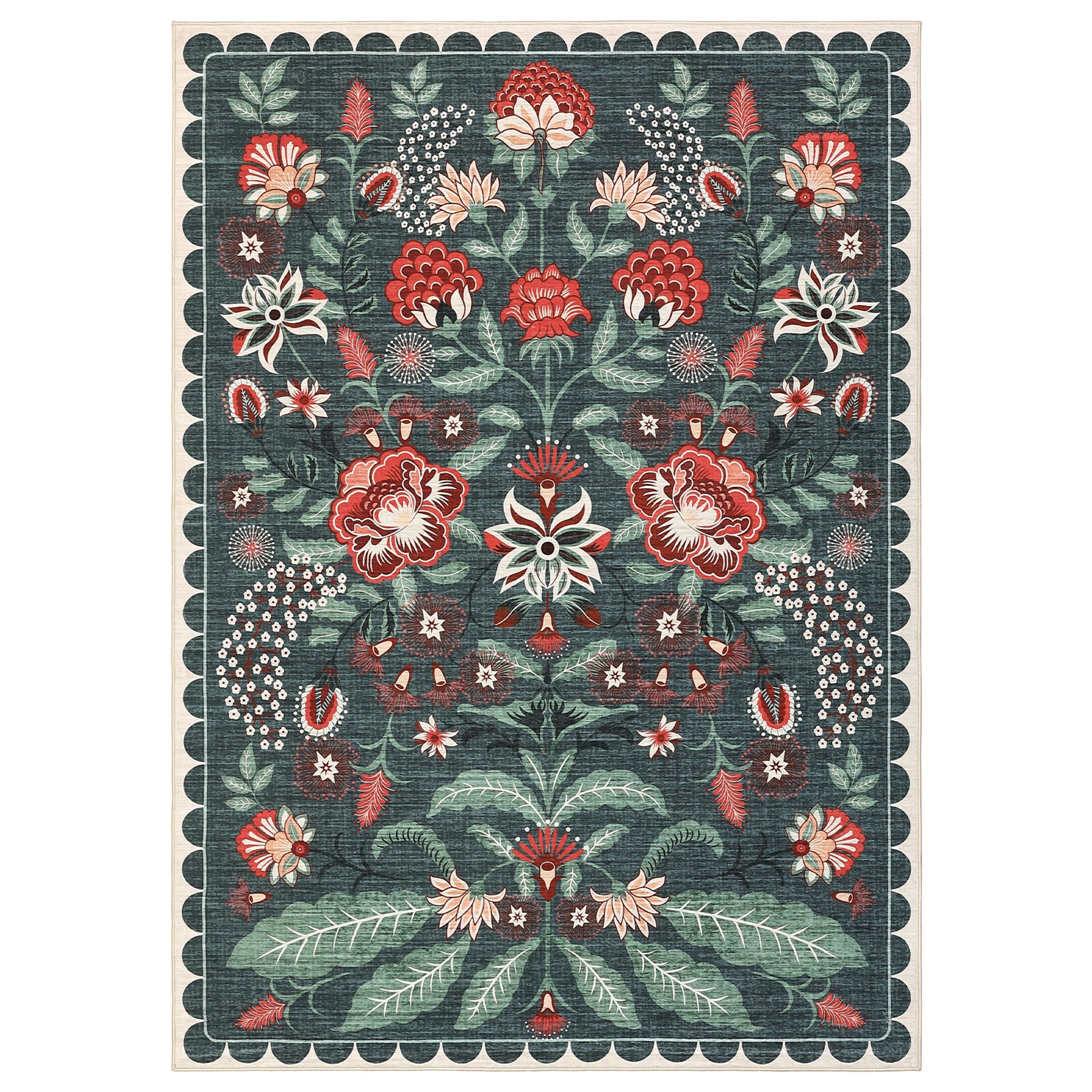 Garvee Large Rug Vintage Floral Washable Non Slip Boho Carpet 9x12 Grey Green for Living Room Bedroom Nursery