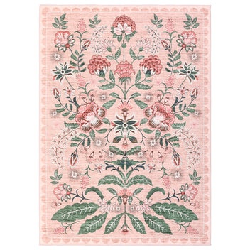 Garvee 8x10 Floral Washable Area Rug Vintage Soft Floor Cover Indoor Non Slip Boho Carpet Pink