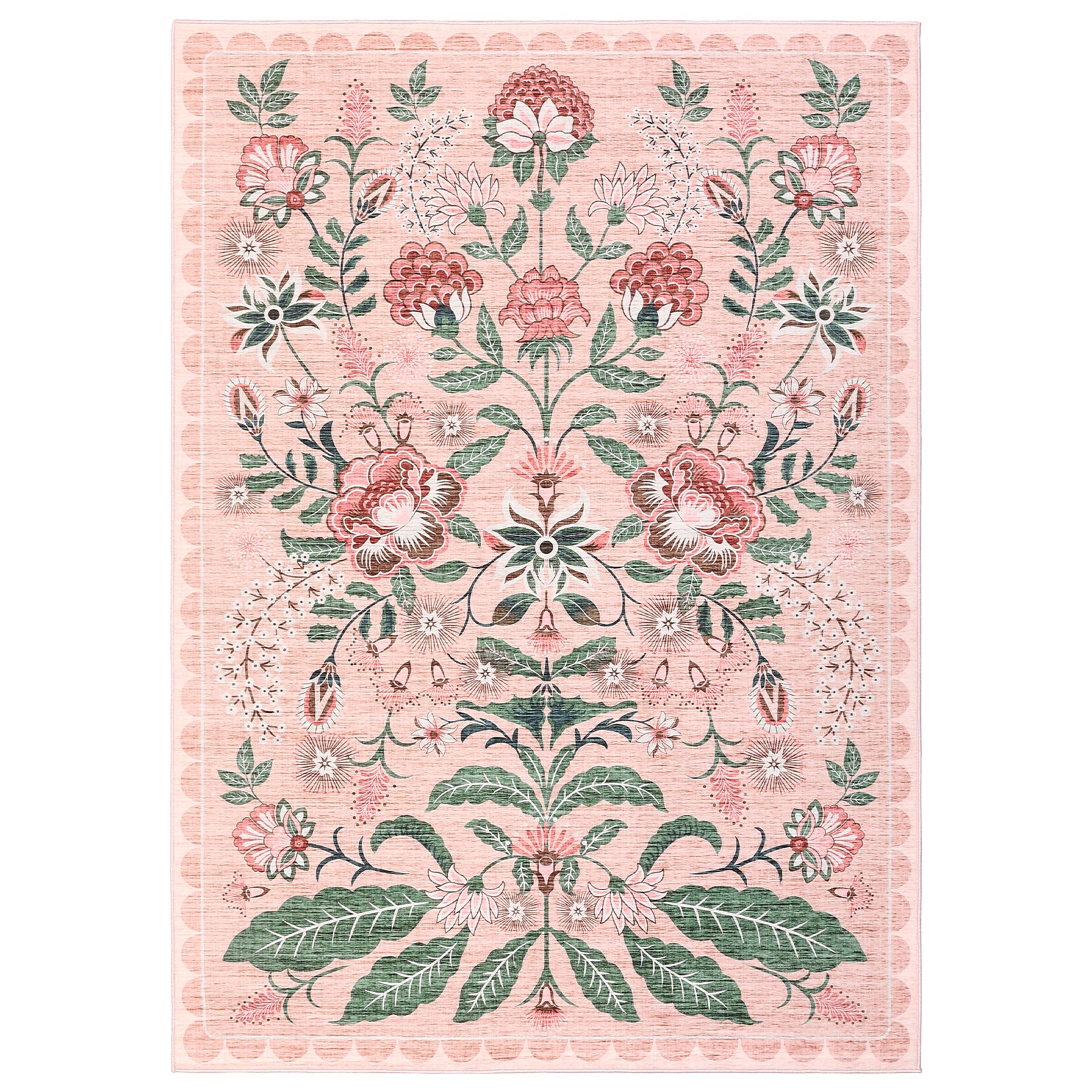 Garvee 8x10 Floral Washable Area Rug Vintage Soft Floor Cover Indoor Non Slip Boho Carpet Pink