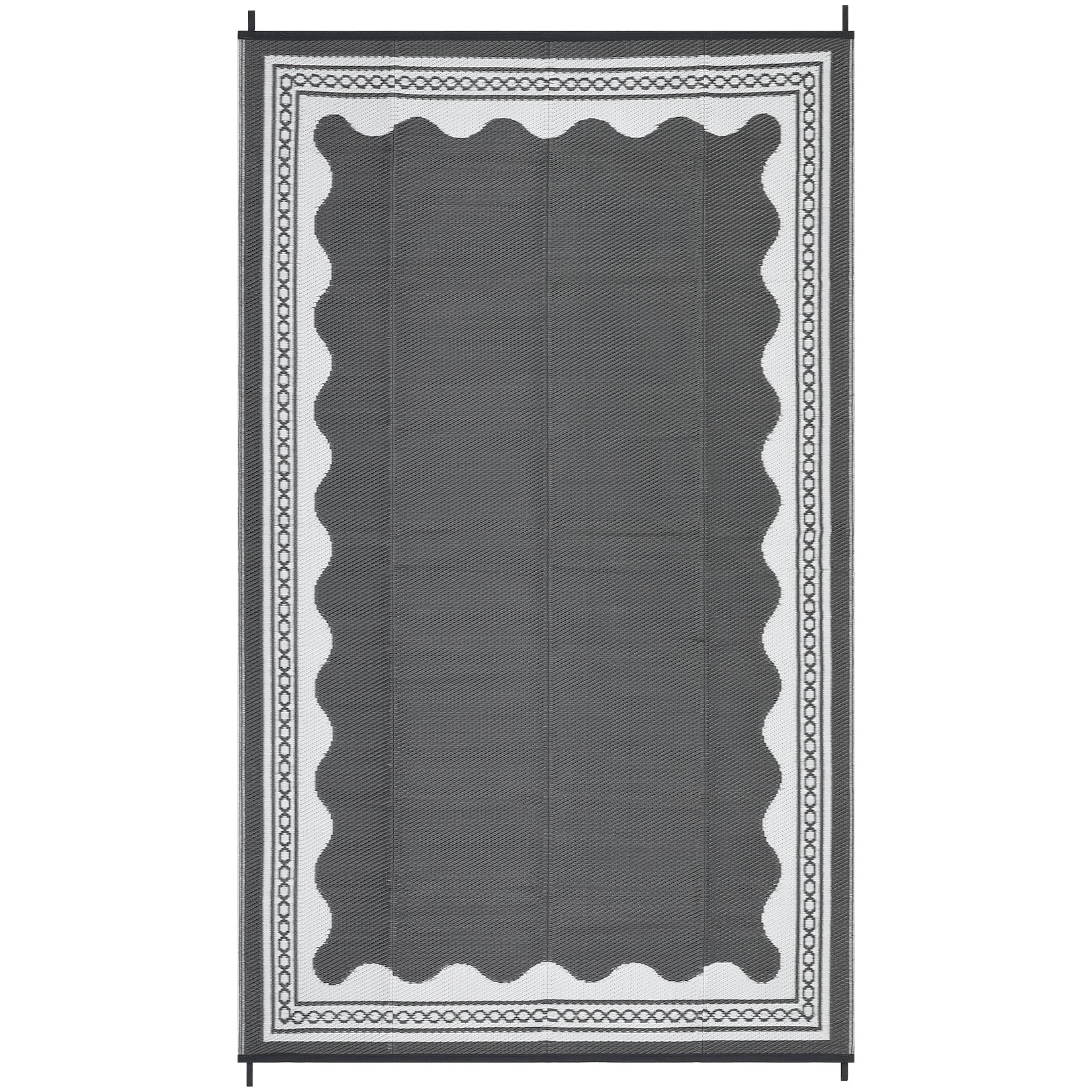 Garvee Large Outdoor Rug 10x14 Waterproof Reversible Foldable Plastic Straw Scalloped Design Lightweight Patio Deck Balcony Beach