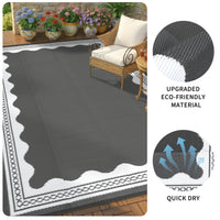 Garvee Large Outdoor Rug 10x14 Waterproof Reversible Foldable Plastic Straw Scalloped Design Lightweight Patio Deck Balcony Beach