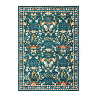 Garvee 9x12 Washable Area Rug, Non-Slip Low Pile Rug with Butterfly Floral, Stain Resistance Carpet for Living Room, Bedroom, Dining Room, Dark Green
