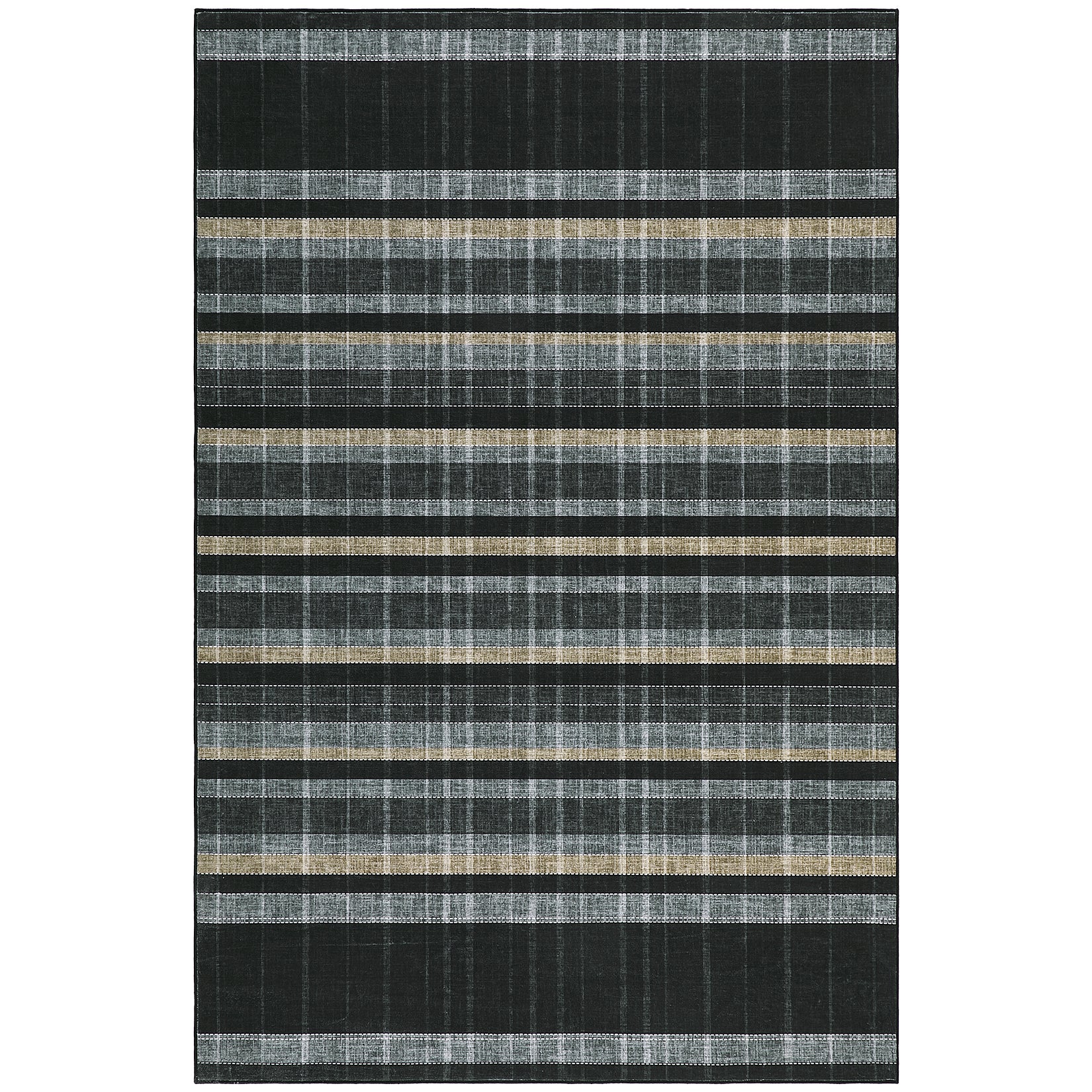 Garvee Checkered Area Rug 8x10, Washable Non Slip Plaid Rug for Living Room, Bedroom, Dining Room, Black, Ultra Thin Low Pile