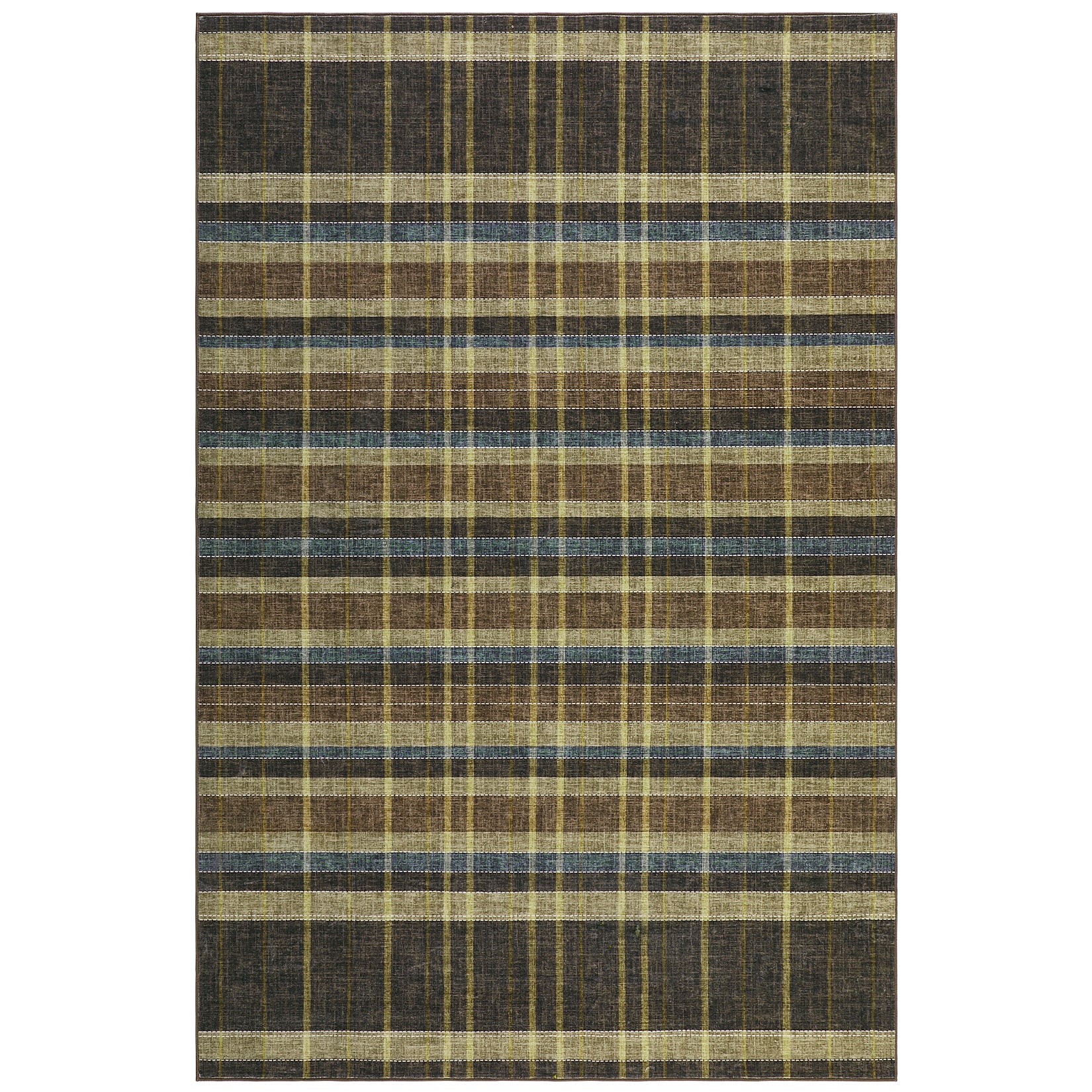 Garvee Plaid 9x12 Washable Checkered Living Room Rug with Non Slip Back for Dining Room Office Brown