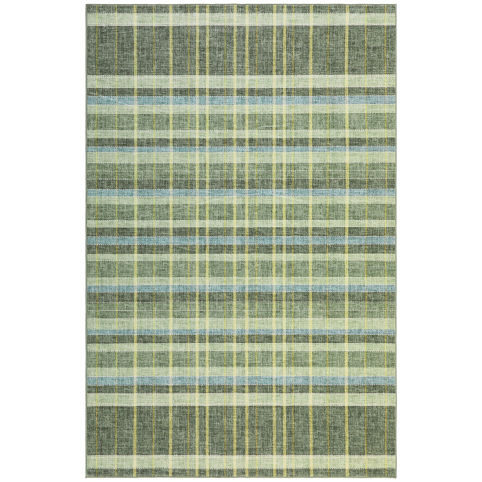 Garvee Green 10x13 Area Rug Plaid Checkered Non Slip Low Pile Washable Rug for Living Room Bedroom Dining Room Office Large Home Decor