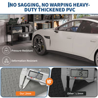 Garvee Heavy Duty Diamond Plate PVC Garage Floor Mat, 7.5x17 ft, 2.0mm Thick, Waterproof Non-Slip Protector, Cut to Fit, Easy to Clean, Ideal for Cars, SUVs, Workshop, Warehouse, Basement, Gray
