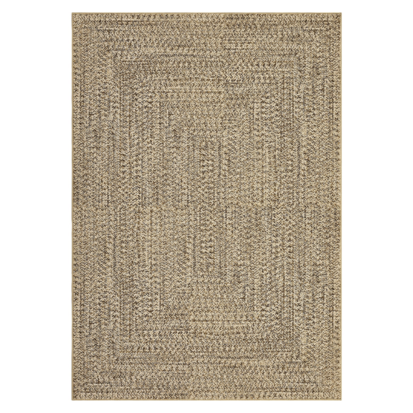 Garvee Beige Yellow 4x6 Washable Non Slip Rug Printed Braided Low Pile Rug Solid Printed Weaving Floor Cover Stain Resistant Indoor Carpet for Living Room Bedroom Home Office