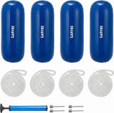 Garvee 10" x 28" HTM Boat Fender Set – 4-Pack Inflatable Center Hole Marine Boat Bumpers with Hand Pump and Storage Bag, Heavy-Duty PVC Dock Protection Guards for Yachts and Sailboats (Blue) - Blue