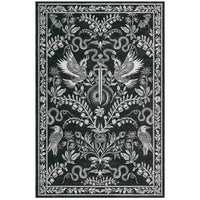 Garvee 9' x 12' Large Vintage Botanical Bird & Snake Area Rug, Washable Non-Slip Soft Low-Pile Rug for Living Room & Dining Room, Black