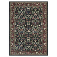 Garvee 5' x 7' Black Garden Floral Area Rug, Washable Non-Slip Low-Pile Vintage Botanical Rug for Living Room, Bedroom & Entryway