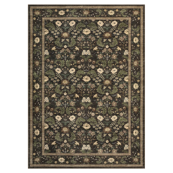 Garvee 5' x 7' Chocolate Brown Vintage Floral Area Rug, Washable Non-Slip Low-Pile Rustic Botanical Rug for Living Room, Bedroom & Nursery