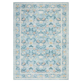 Garvee 5' x 7' Light Blue Vintage Floral Area Rug, Washable Non-Slip Low-Pile Soft Botanical Rug for Bedroom, Nursery & Living Room