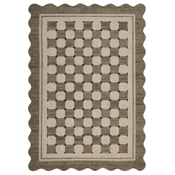 Garvee Scalloped Jute Area Rug - Washable Non-Slip Farmhouse Carpet for Living Room, Bedroom, Dining Room, Patio, Office, Entryway, Taupe , 8x10ft