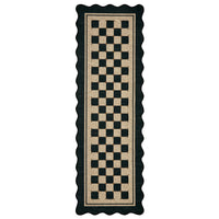 Garvee Scalloped Jute Runner Rug - Washable Non-Slip Checkered Carpet - Modern Farmhouse Style for Hallway, Kitchen, Entryway, Porch, Office, Balcony - Black, 2x6ft