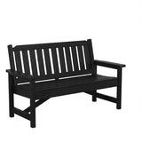 Garvee 52" HDPE Outdoor Patio Bench, Heavy Duty 2-Person Garden Bench with Backrest, 600 lb Capacity Weatherproof Poly Lumber Seating, Black - Black