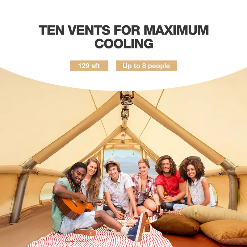 Garvee 6-8 Person Inflatable Camping Tent, Large Inflatable Tent House with Air Pump, Quick Assembly Luxury Camping Tent, Waterproof Oxford Fabric Suitable for All Seasons.