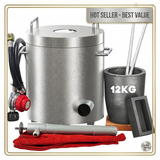Garvee 26 lbs / 12 KG Propane Melting Furnace Kit - 2370°F Metal Foundry Furnace with Crucible and Tong, Large-Capacity Melter for Copper, Silver, Aluminum, and Gold, Ideal for Beginners - Silver