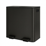 Garvee Double Kitchen Trash Can - 2 x 10.6 Gal (2 x 40L) Stainless Steel Trash Can with Soft-Close Lid & Recycle Bin Combo, Step-On Metal Garbage Cans with PP Inner Buckets & Liner Rim (Black) - Black