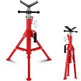 Garvee V Head Pipe Stand 1/8"-12" Capacity,Adjustable Height 28"-52,Pipe Jack Stands 2500 Lb,Portable Folding Pipe Stands, Carbon Steel Body More Durable for Welding, Automotive,Construction Projects - red