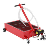 Garvee 25 Gallon Oil Drain Pan with 110V 180W Electric Pump, Metal Cart, 8FT Hose, Folding Handle, Wheels, for Cars, SUVs, Trucks, Buses, RVs - Red-Electric
