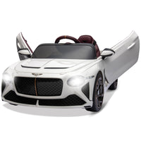 Garvee Kids Ride On Car, Licensed Bentley Bacalar 12V Electric Vehicles w/Parent Remote Control, Scissor Door, Suspension, 3 Speeds, LED Lights, Horn, Battery Powered Ride on Toy for Boys Girls - White