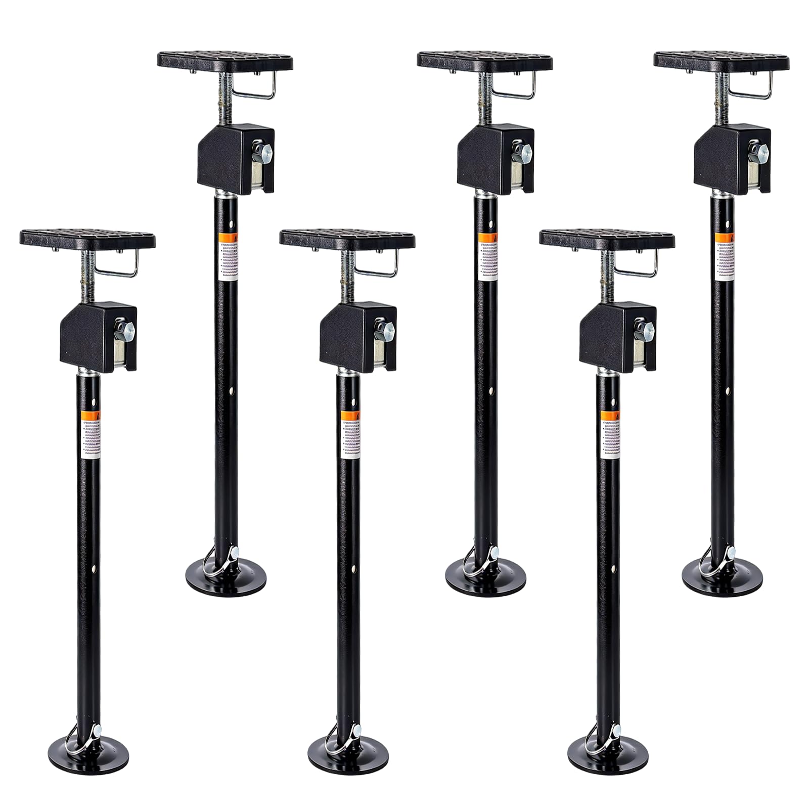 Garvee 6-Pack RV Slide Out Support Jacks - Flat Top Support, Stabilizer Jacks with 21"-49" Quick-Lift Adjustment, 30,000 lbs Capacity, Compatible with Drill & Hand Crank for Campers & RVs