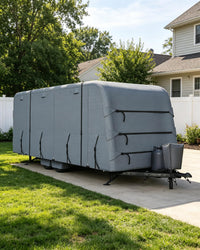 \Garvee 6-Layer Heavy-Duty RV Cover - Waterproof Windproof Travel Trailer Cover with Breathable Top, Tire Covers, and Accessories, Fits 21'-24' Motorhomes & Campers