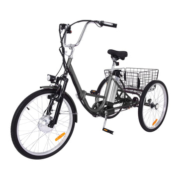 Garvee 26 Inch Adult Electric Tricycle Folding 7-Speed Electric Tricycle with Basket, 36V Detachable Battery, 250W Brushless Motor Suitable for Men and Women, Gary