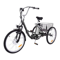 Garvee 26 Inch Adult Electric Tricycle Folding 7-Speed Electric Tricycle with Basket, 36V Detachable Battery, 250W Brushless Motor Suitable for Men and Women, Gary