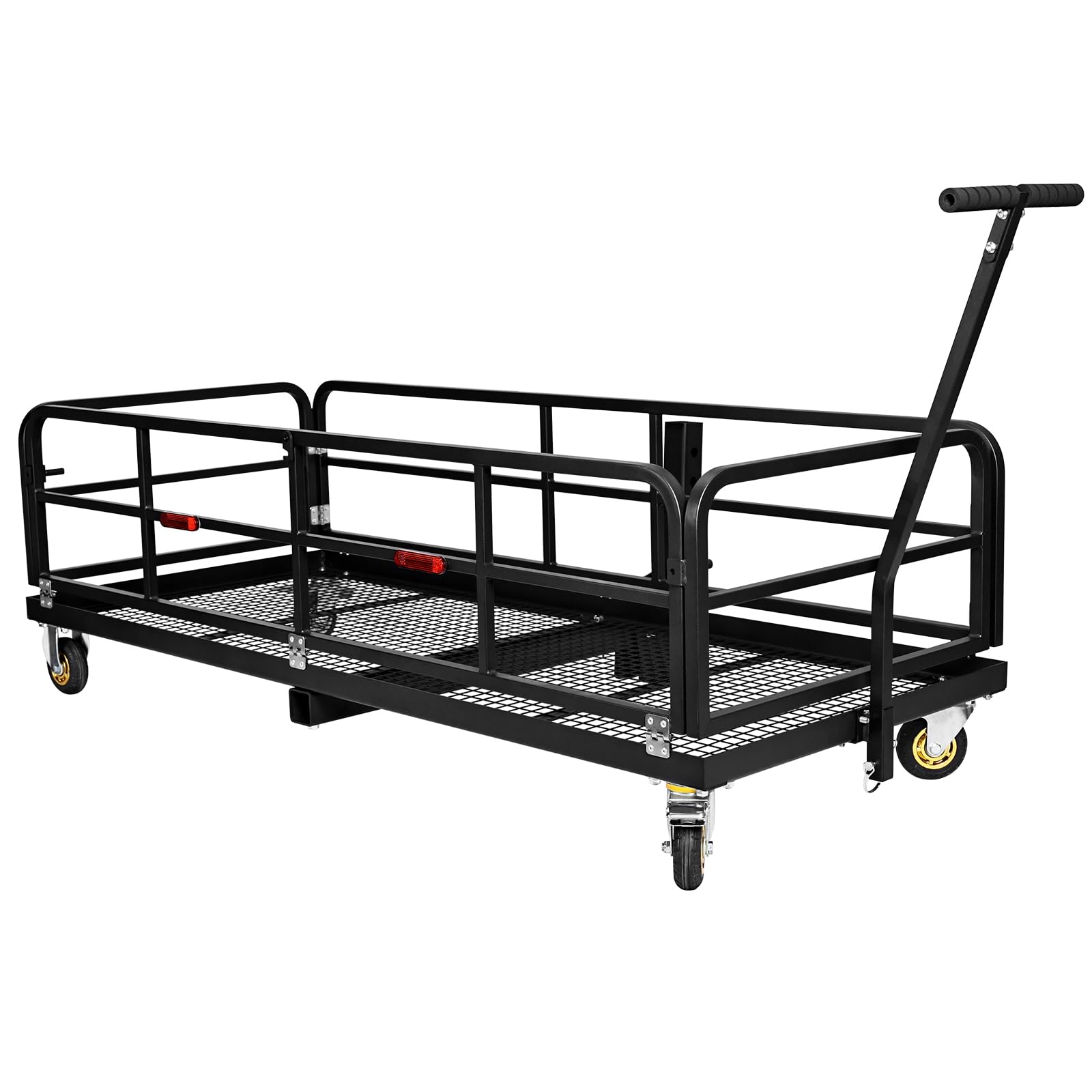 Garvee Hitch-Mounted Cargo Basket, 750 LBS Folding Carrier with Wheels & Handle, Fits 2" Receiver, Heavy Duty Luggage Storage for SUV, RV, Truck, Trailer