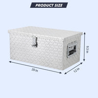 Garvee 20 Inch Aluminum Diamond Plate Tool Box With Lock and Keys, Heavy Duty Waterproof Truck Storage Organizer Chest for Pick Up Truck Bed, Rv Trailer/Van With Side Handle