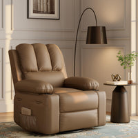 Garvee 22" Widen Rocker Swivel Recliner Chair, Lazy Boy Recliner for Adults, with 1.5X Sponge Filling, Side Pocket, and Cup Holder, for Living Room, Bedroom, and Nursery, Tan