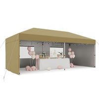 Garvee 10' X 20' Pop-Up Canopy Tent with 210D Oxford Fabric - Portable Instant Commercial Canopy Includes 4 Sidewalls, 12 Stakes, and 6 Sandbags for Farmers Markets, Weddings, and Camping, Khaki