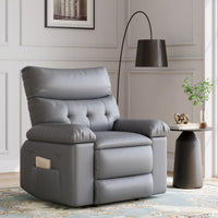 Garvee Oversized Wide Rocker Swivel Recliner Chair - PU Leather Large Manual Recliner for Adults, Ultimate Comfort Lazy Boy with 1.5X Sponge Filling and Easy Recline Mechanism for Relaxation, Gray