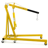 Garvee 2-Ton Engine Hoist with Lever - Heavy-Duty Folding Cherry Picker Engine Lift Hydraulic Shop Crane, 4000 lbs Capacity, Yellow - Yellow