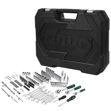 Garvee Mechanics Tool Set 216-Piece SAE/Metric Socket & Wrench Kit Durable Rolling Tool Box Portable for Automotive Repair DIY