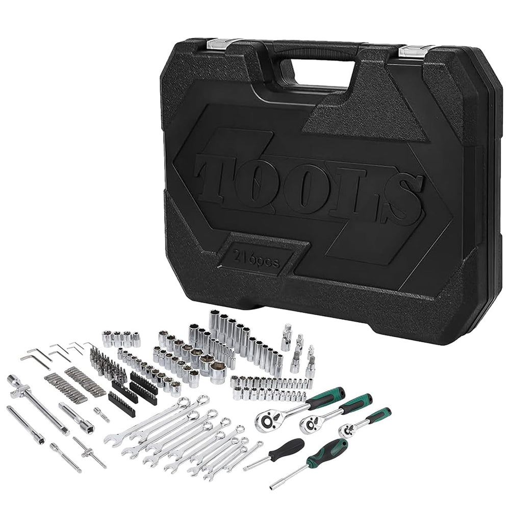 Garvee Mechanics Tool Set 216-Piece SAE/Metric Socket & Wrench Kit Durable Rolling Tool Box Portable for Automotive Repair DIY